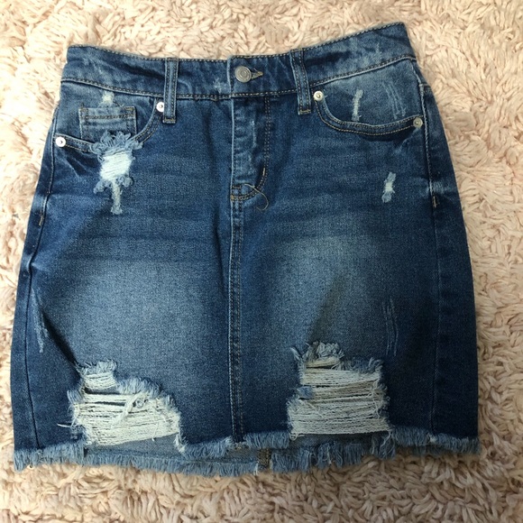 Jean skirt, yoga pants, tube top - Picture 1 of 2